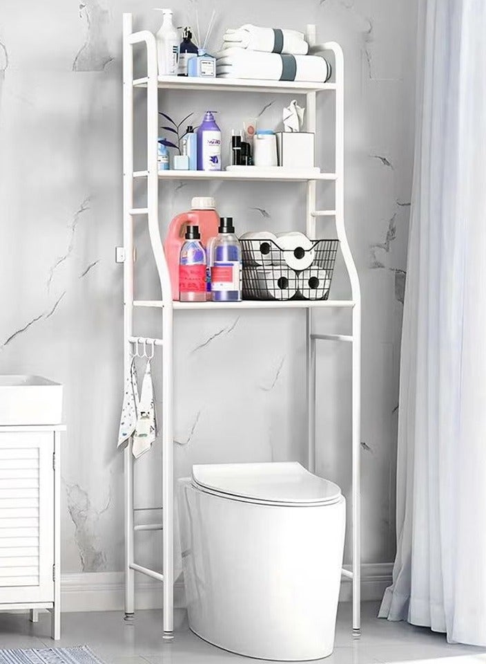 Shelf Towel Storage Rack Organizer Saves Three Layers Of White In Toilet Bathroom Space