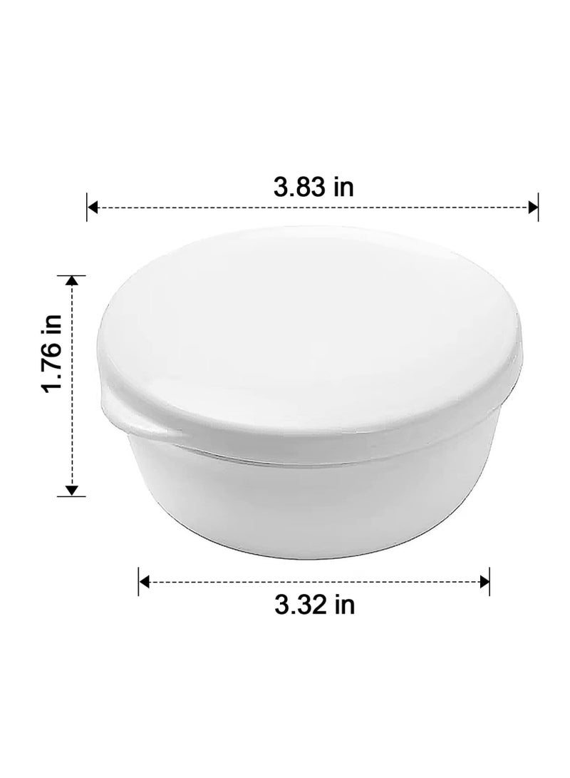 2Pcs Round Soap Dishes, Portable Travel Soap Container, Plastic Soap Container with Lid, Leakproof Soap Box, with Removable Draining Layer, Soap Box Holder Soap Container, Black+White