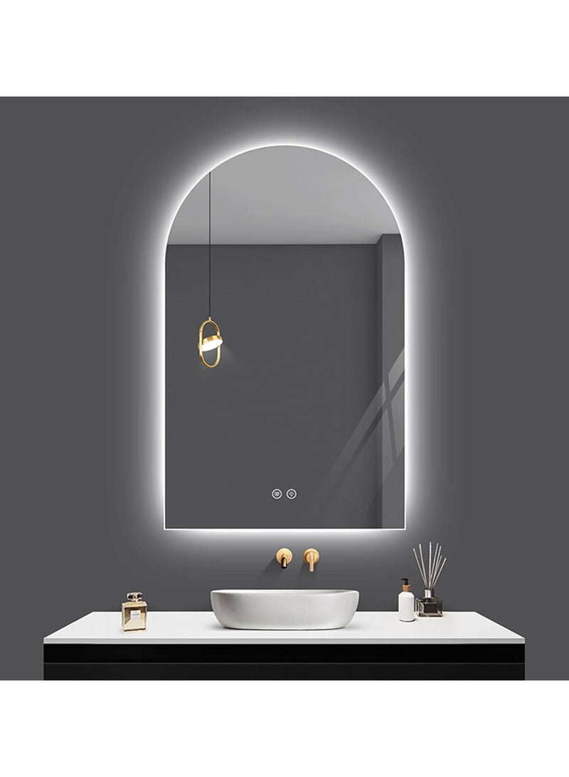 Arched LED Bathroom Mirror, Arch Frameless Backlit Mirror for Wall Arched Lighted Vanity Mirror For Bathroom