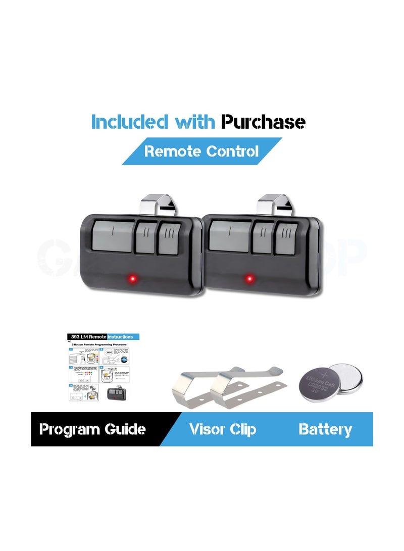 Garage Door Opener, 2 Pack for Chamberlain Liftmaster Craftsman Remote 893LM Learn, Suitable for 5 Color Learn Buttons, Garage Door Opener Remote, Replacement Garage Door Remote Opener Universal