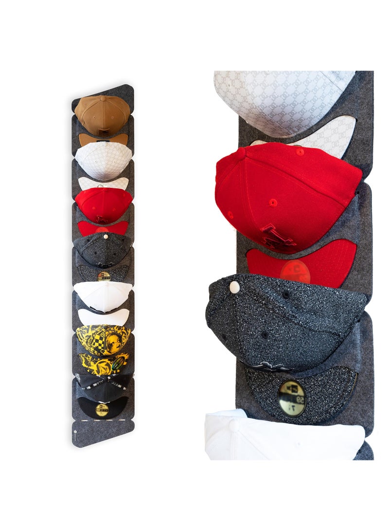 2 Pack Cap Rack The Original Fitted Cap Display No Assembly Required Snapback Baseball Hat Organizer and Storage Solution Lightweight Hat Rack for Flat Billed Caps Dark Grey