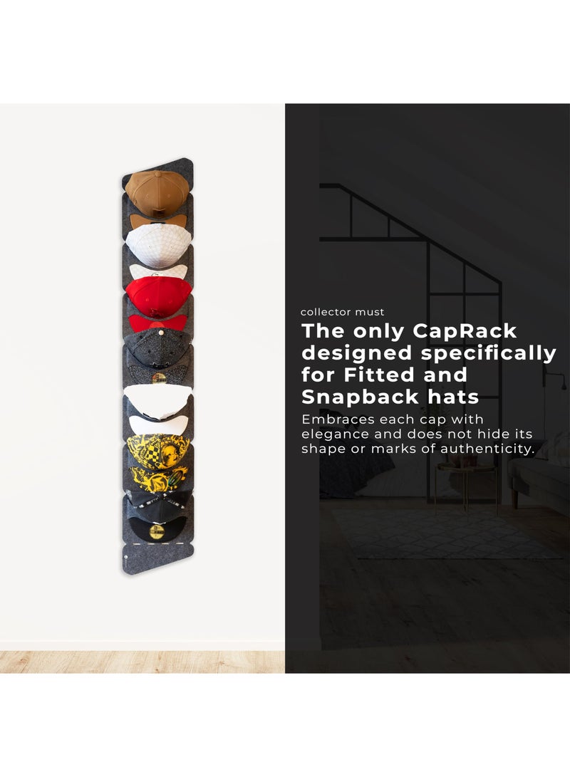 2 Pack Cap Rack The Original Fitted Cap Display No Assembly Required Snapback Baseball Hat Organizer and Storage Solution Lightweight Hat Rack for Flat Billed Caps Dark Grey