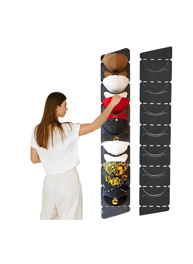 2 Pack Cap Rack The Original Fitted Cap Display No Assembly Required Snapback Baseball Hat Organizer and Storage Solution Lightweight Hat Rack for Flat Billed Caps Dark Grey