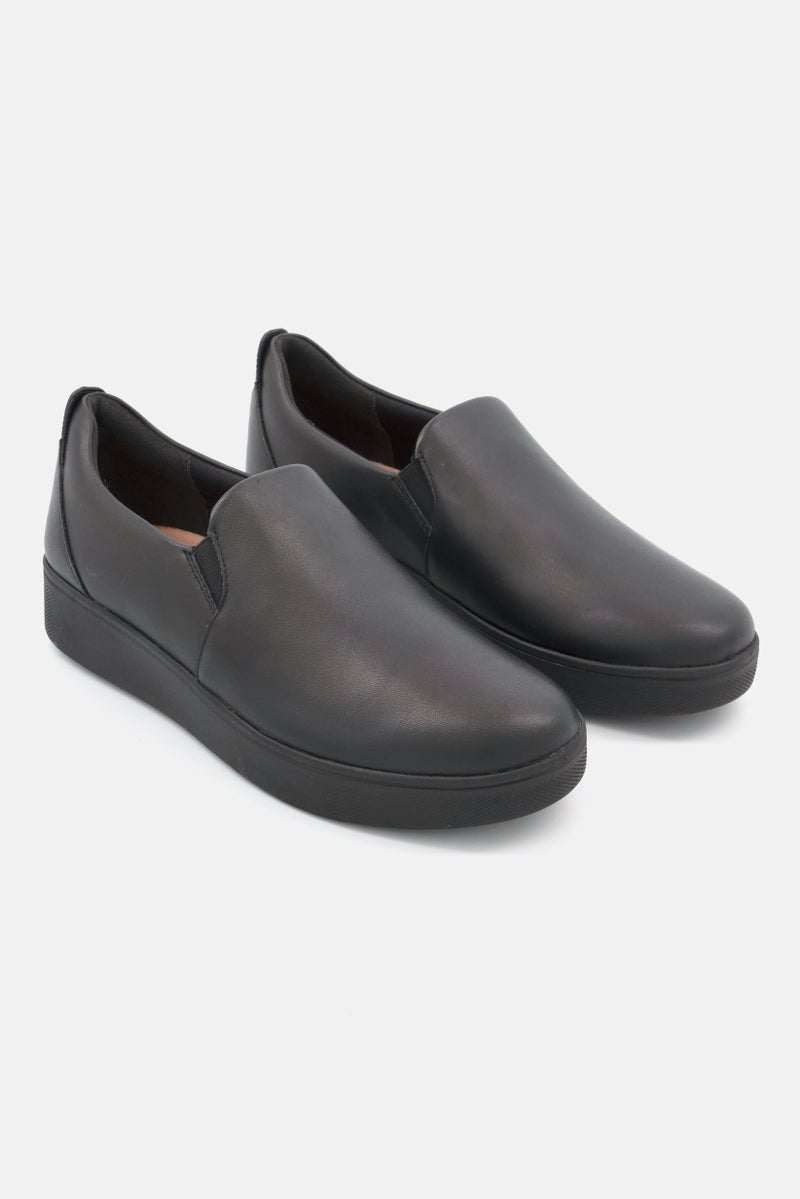 Women Slip On Rally Leather Casual Shoes, Black