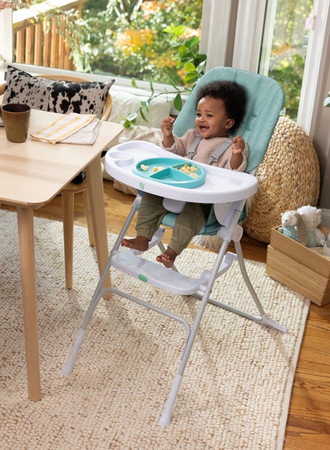 Sun Valley Compact Folding High Chair With 5-Point Harness, 6 Months And Up, Teal