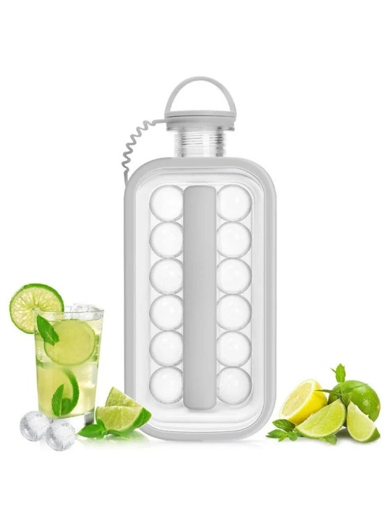 2-in-1 Portable Ice Ball Maker and Water Bottle Mold | BPA-Free | Quick Release Ice Cube Tray with 17 Grids | Ideal for Cocktails, Whiskey, Coffee, Travel, and Outdoor Activities