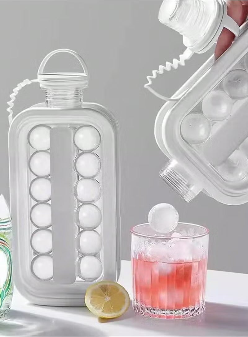 2-in-1 Portable Ice Ball Maker and Water Bottle Mold | BPA-Free | Quick Release Ice Cube Tray with 17 Grids | Ideal for Cocktails, Whiskey, Coffee, Travel, and Outdoor Activities