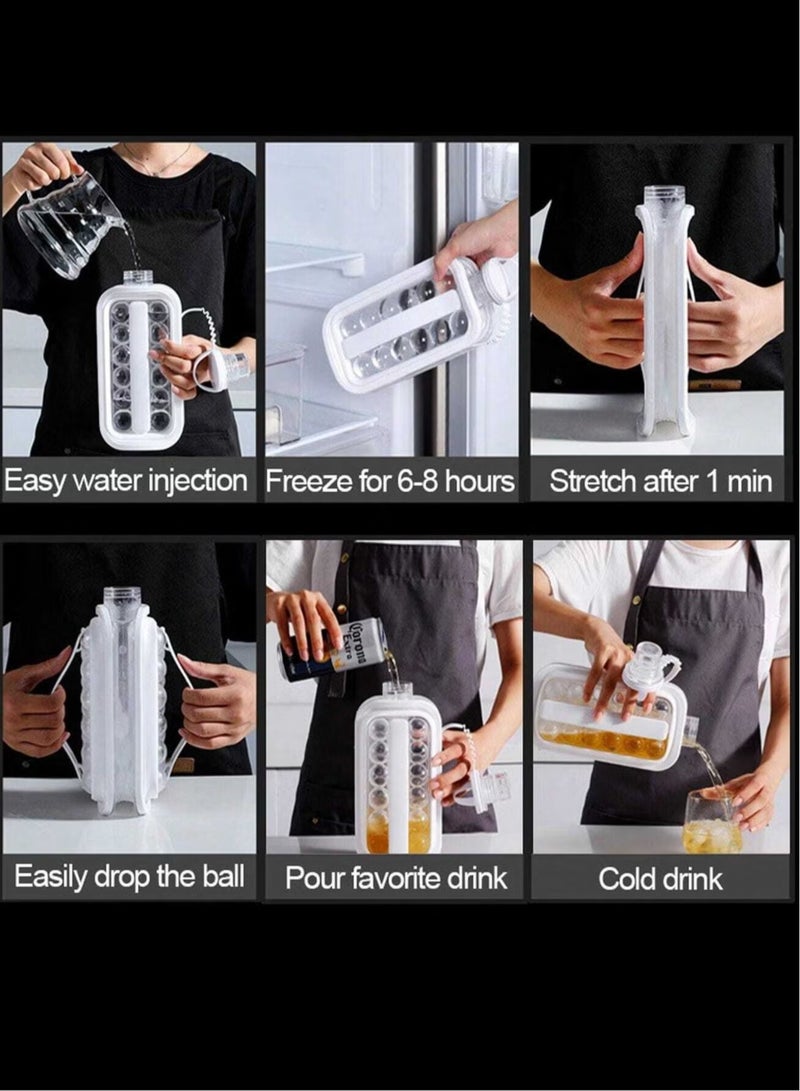 2-in-1 Portable Ice Ball Maker and Water Bottle Mold | BPA-Free | Quick Release Ice Cube Tray with 17 Grids | Ideal for Cocktails, Whiskey, Coffee, Travel, and Outdoor Activities