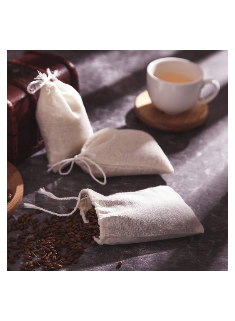 50 Pieces Cheesecloth Bags for Straining Reusable Empty Tea Bags Soup Bags Spice Bags for Cooking Cold Brew Coffee Bags Strainer Bags (4 x 3 Inch)