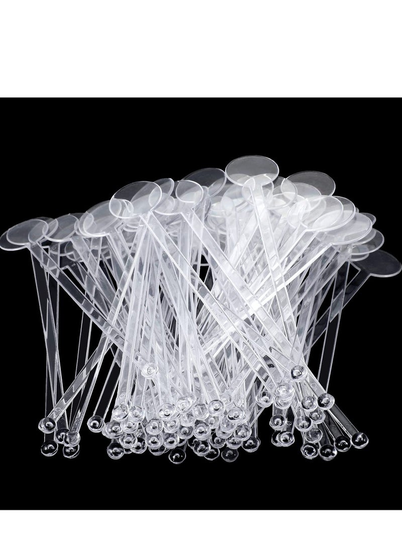 240 Disposable Coffee Stirring Sticks 7 Inch Clear Plastic Mixers with Disc Top for Beverages Cocktails