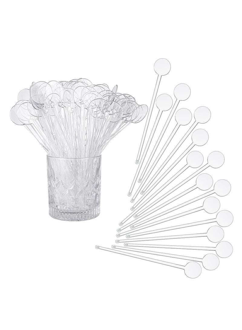 240 Disposable Coffee Stirring Sticks 7 Inch Clear Plastic Mixers with Disc Top for Beverages Cocktails