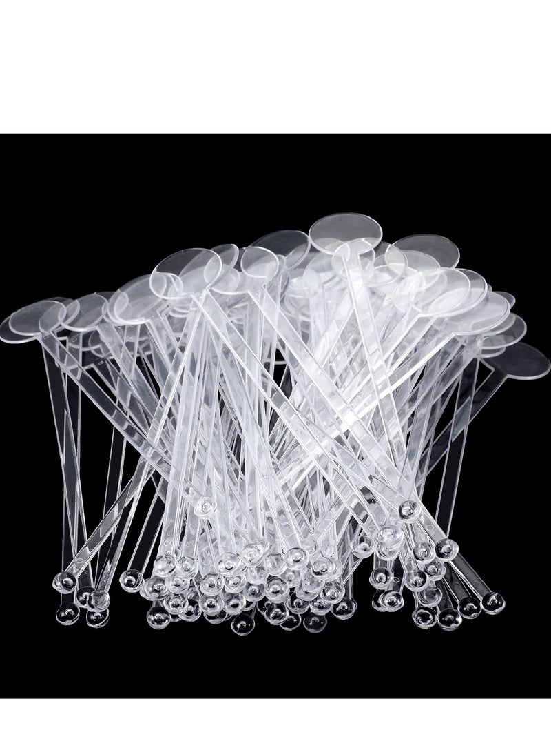 Coffee Stirring Sticks 240 Pieces 7 Inches Disposible Plastic Disc Top Stirrers Transparent Stir Mixing Rod For Coffee Beverage