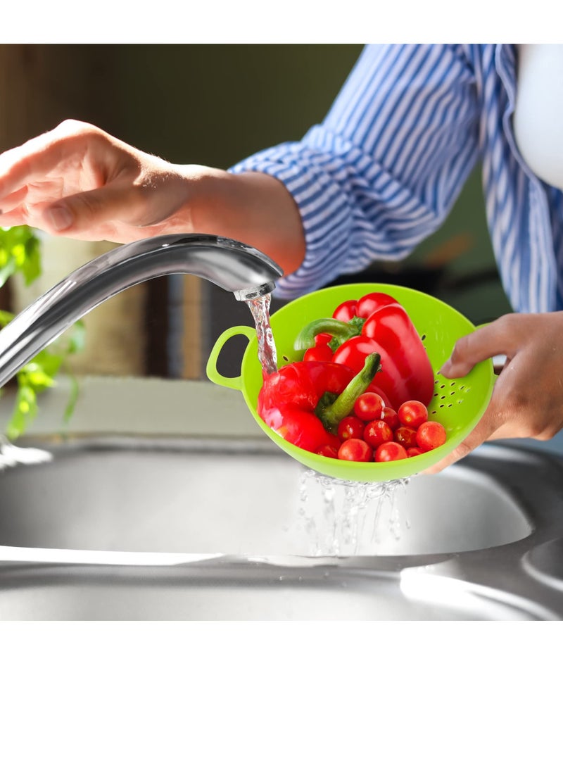 2 PCS Plastic Deep Colander, Plastic Drainer Basket With Dual Handles, Dishwasher Safe, Suitable for Pasta, Spaghetti, Berry, Veggies, Fruits, Noodles, Salads (Green）