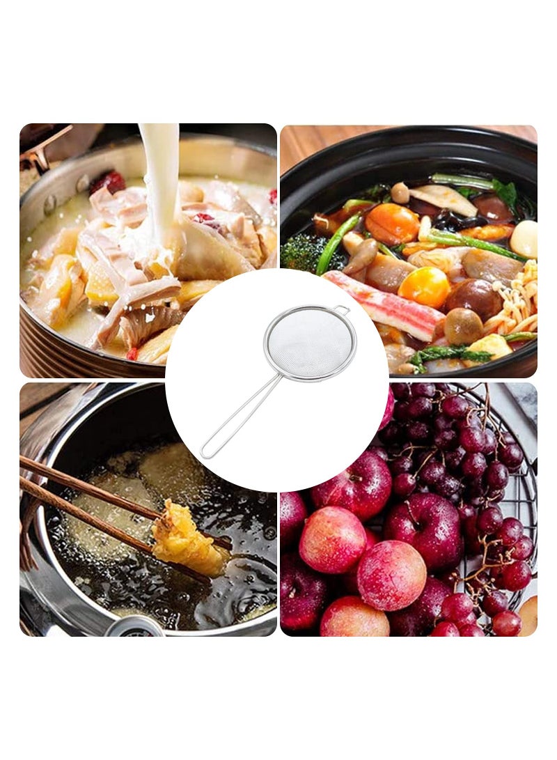 304 Stainless Steel Fine Mesh Strainers  Fine Mesh Strainer with Handle Ideal for Kitchen Food Cooking Tea Coffee Juice Vegetable Egg Strainer Premium Stainless Steel Lightweight(2 PCS)