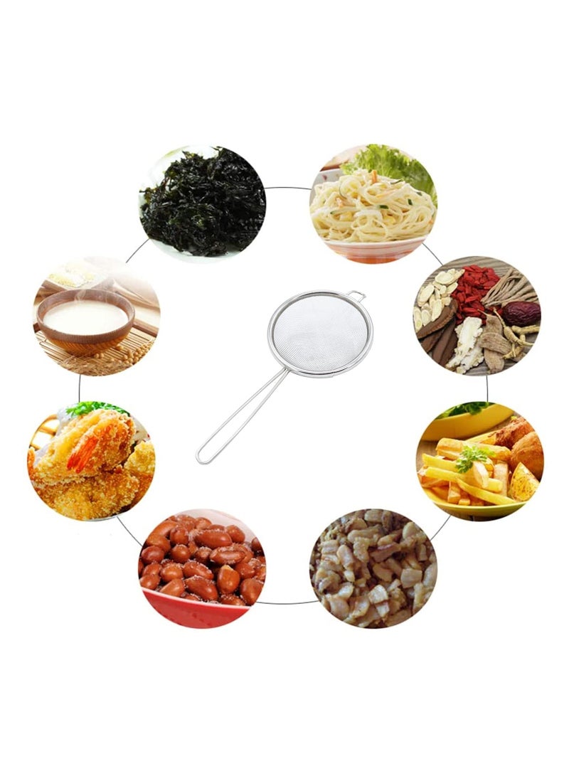 304 Stainless Steel Fine Mesh Strainers  Fine Mesh Strainer with Handle Ideal for Kitchen Food Cooking Tea Coffee Juice Vegetable Egg Strainer Premium Stainless Steel Lightweight(2 PCS)