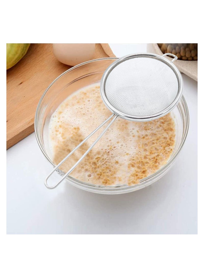 304 Stainless Steel Fine Mesh Strainers  Fine Mesh Strainer with Handle Ideal for Kitchen Food Cooking Tea Coffee Juice Vegetable Egg Strainer Premium Stainless Steel Lightweight(2 PCS)