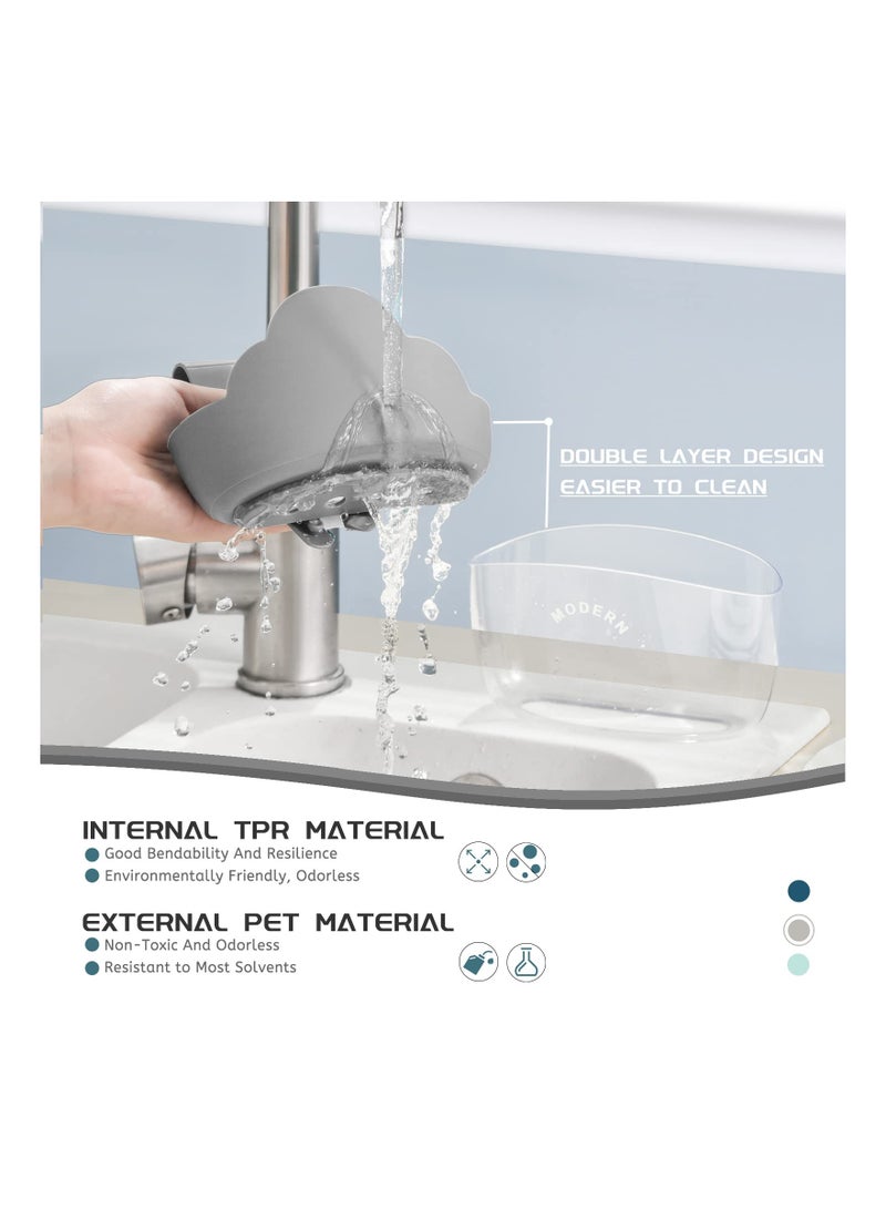 Sponge Holder Sink Caddy, SYOSI Sink Storage Filter Rack for Kitchen Organization with 30 Pieces Disposable Mesh Sink Strainer Bags, Hanging Kitchen Adjustable Strap Faucet Caddy (2 Pack, Grey)