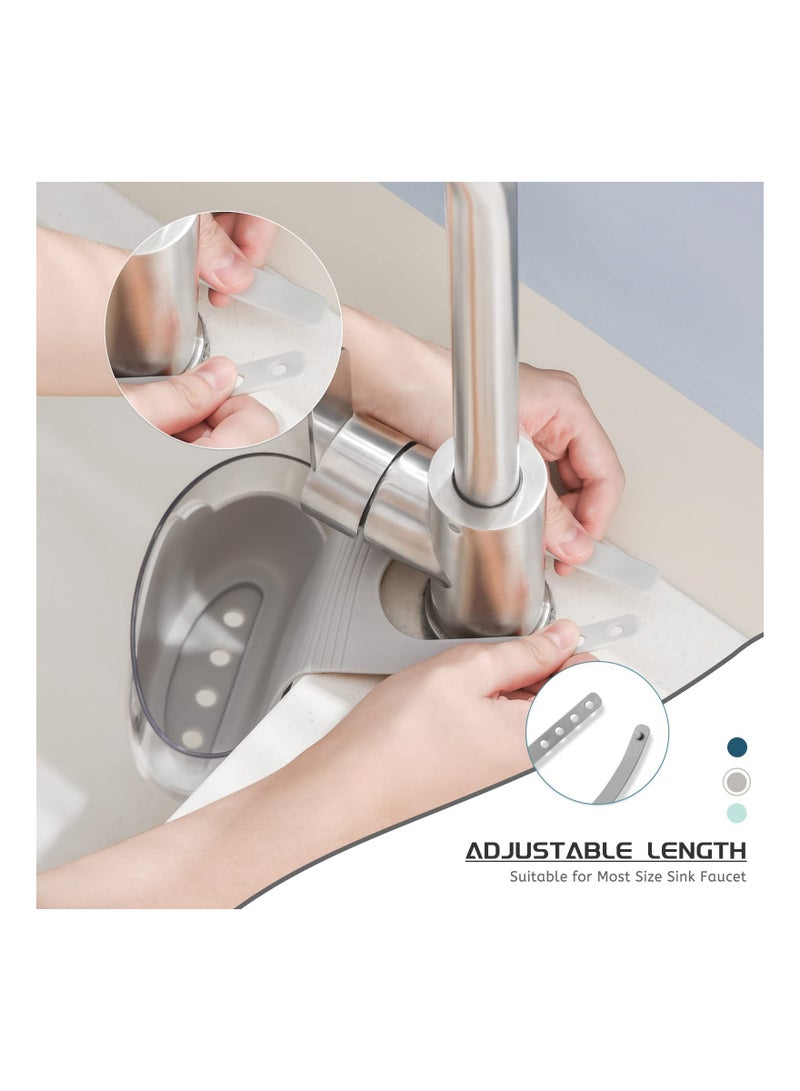 Sponge Holder Sink Caddy, SYOSI Sink Storage Filter Rack for Kitchen Organization with 30 Pieces Disposable Mesh Sink Strainer Bags, Hanging Kitchen Adjustable Strap Faucet Caddy (2 Pack, Grey)