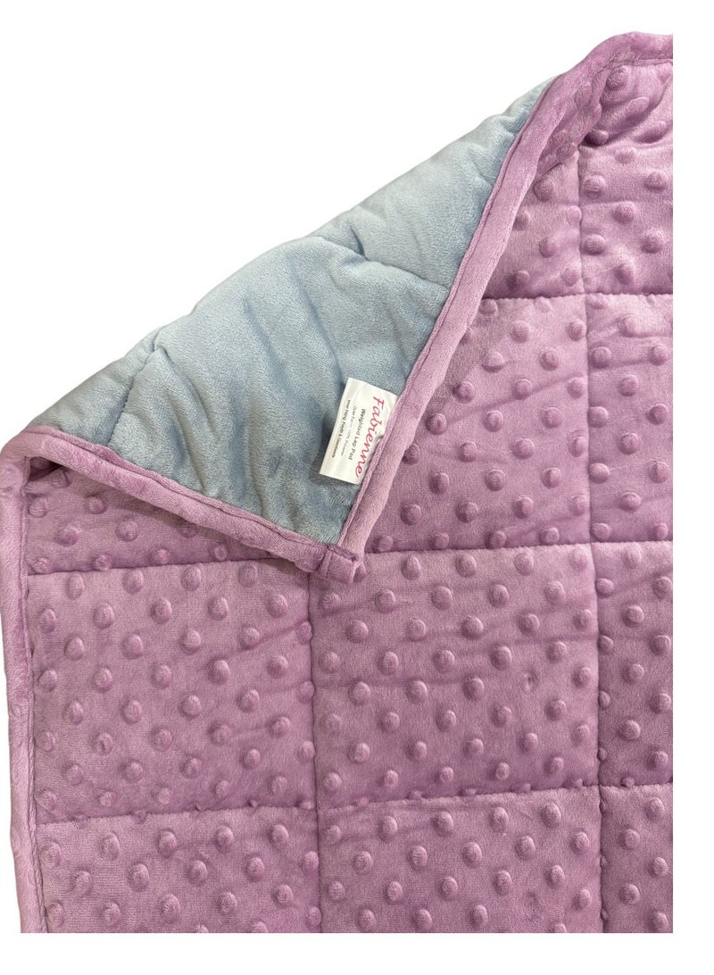 Weighted Lap Blanket for Kids 3Lbs Dotted Minky Weighted Lap Pad for Kids with Sensory Processing Issues Like Autism or ADHD 56x48cm Lilac/Grey