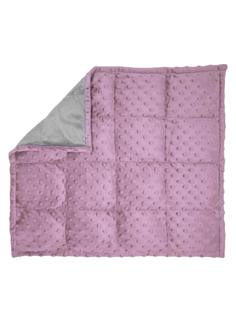 Weighted Lap Blanket for Kids 3Lbs Dotted Minky Weighted Lap Pad for Kids with Sensory Processing Issues Like Autism or ADHD 56x48cm Lilac/Grey