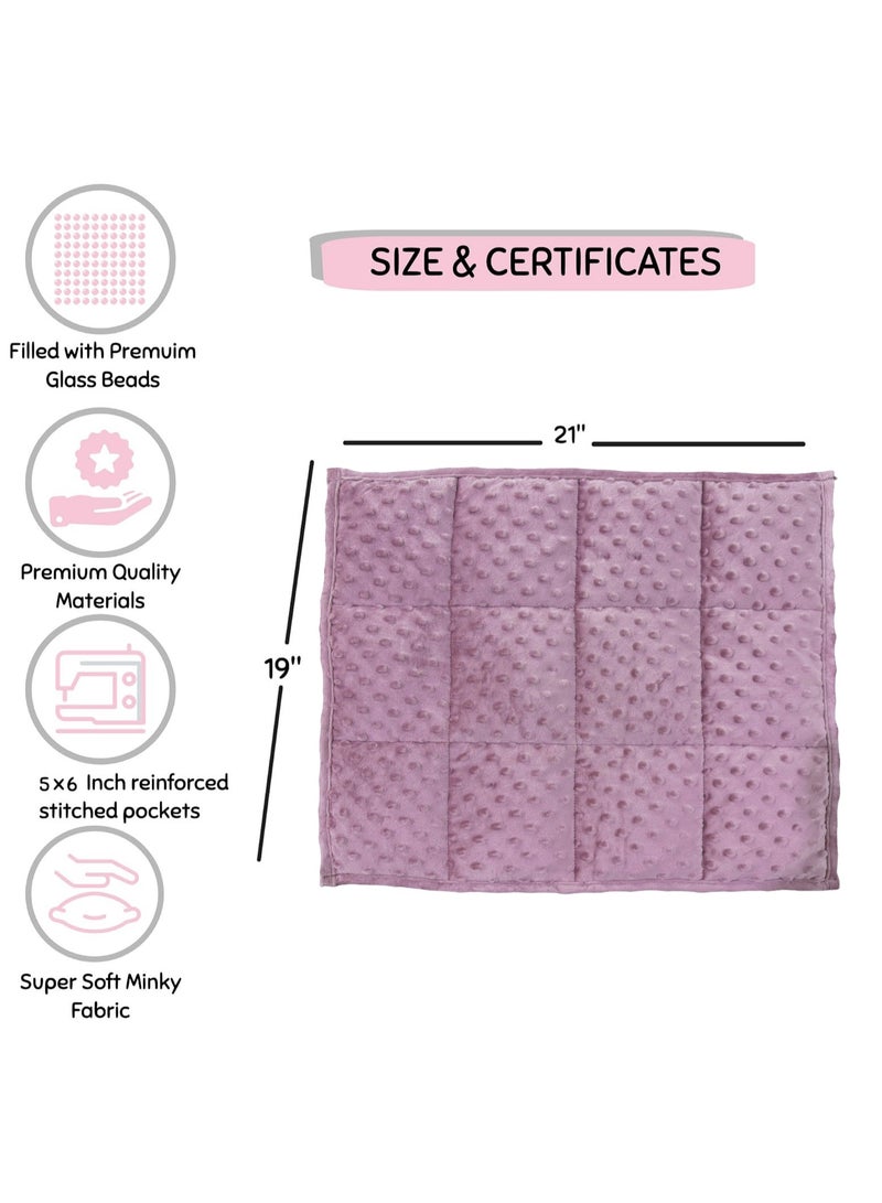 Weighted Lap Blanket for Kids 3Lbs Dotted Minky Weighted Lap Pad for Kids with Sensory Processing Issues Like Autism or ADHD 56x48cm Lilac/Grey