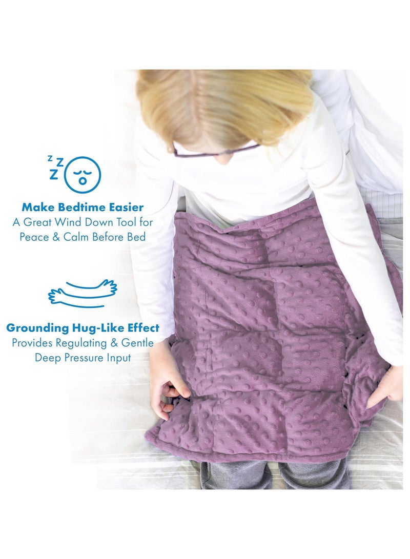 Weighted Lap Blanket for Kids 3Lbs Dotted Minky Weighted Lap Pad for Kids with Sensory Processing Issues Like Autism or ADHD 56x48cm Lilac/Grey