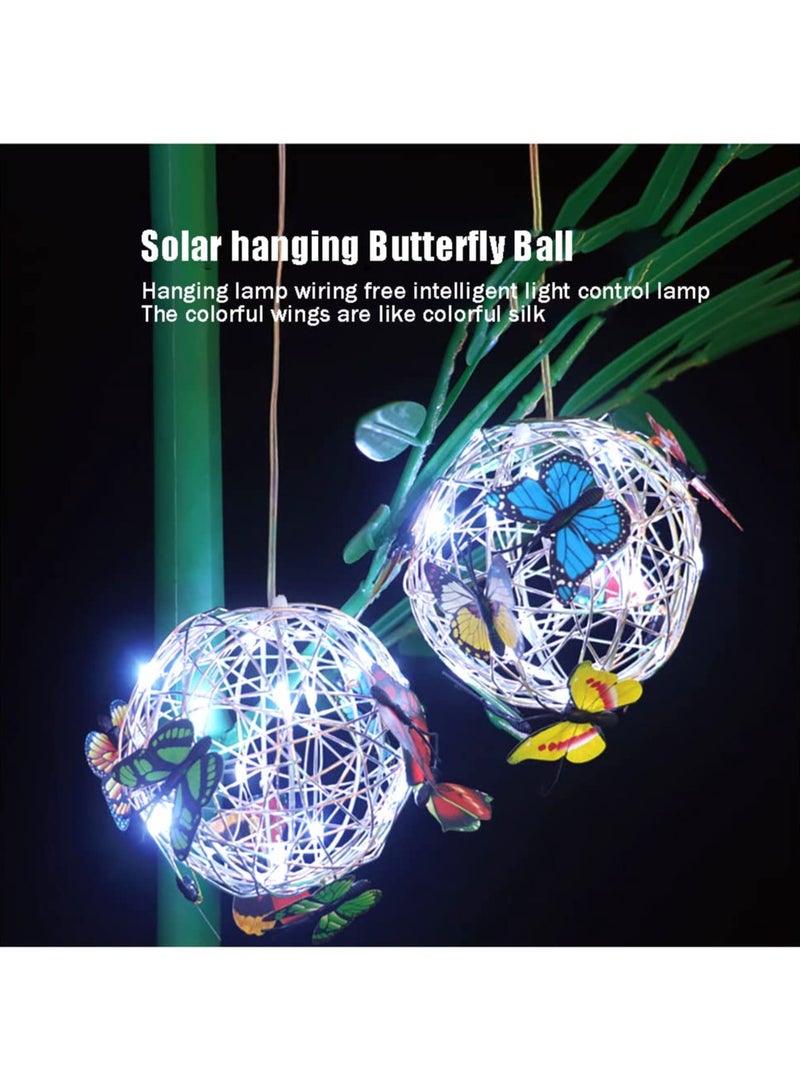 Solar Garden Light, Decoration Hanging Butterfly Ball, Solar Lights Outdoor Garden Ornament, Metal Aluminum Waterproof Solar Powered Lanterns, for Yard Garden Pathway Balcony Patio Yard