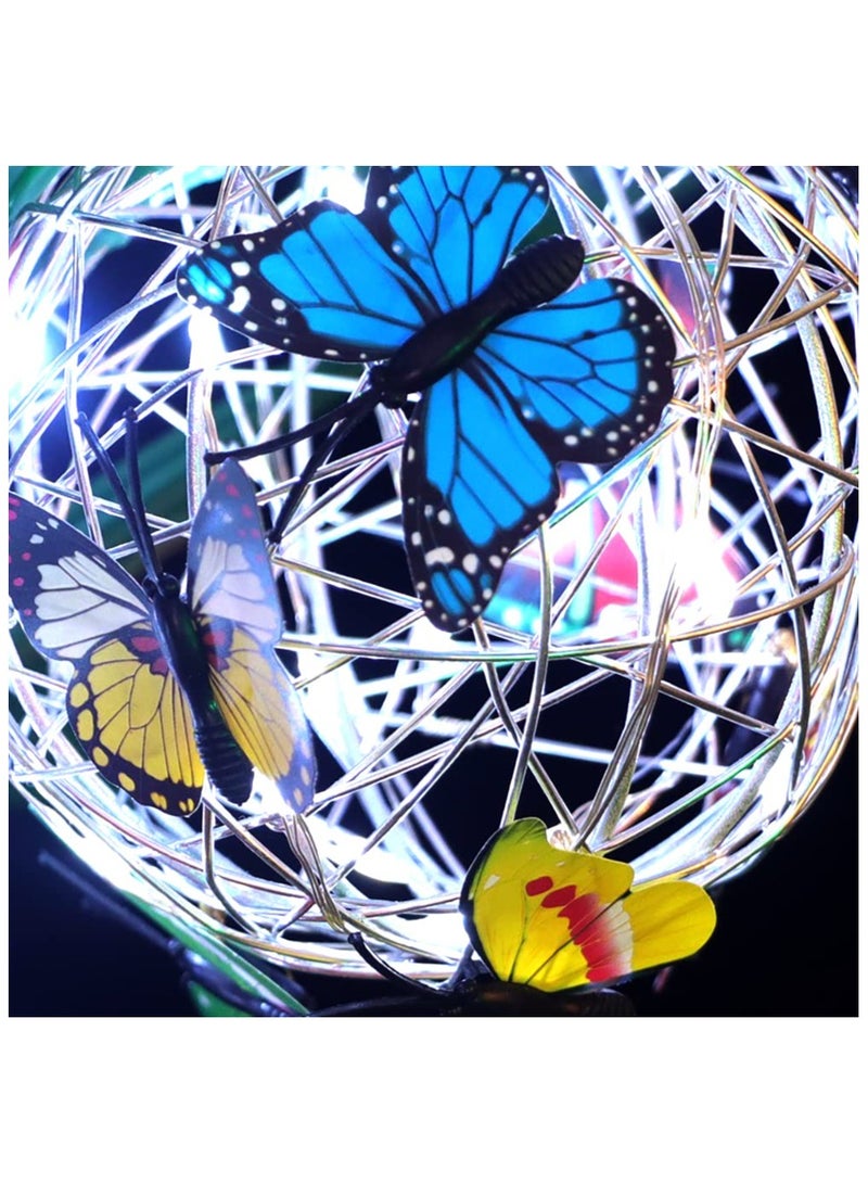 Solar Garden Light, Decoration Hanging Butterfly Ball, Solar Lights Outdoor Garden Ornament, Metal Aluminum Waterproof Solar Powered Lanterns, for Yard Garden Pathway Balcony Patio Yard