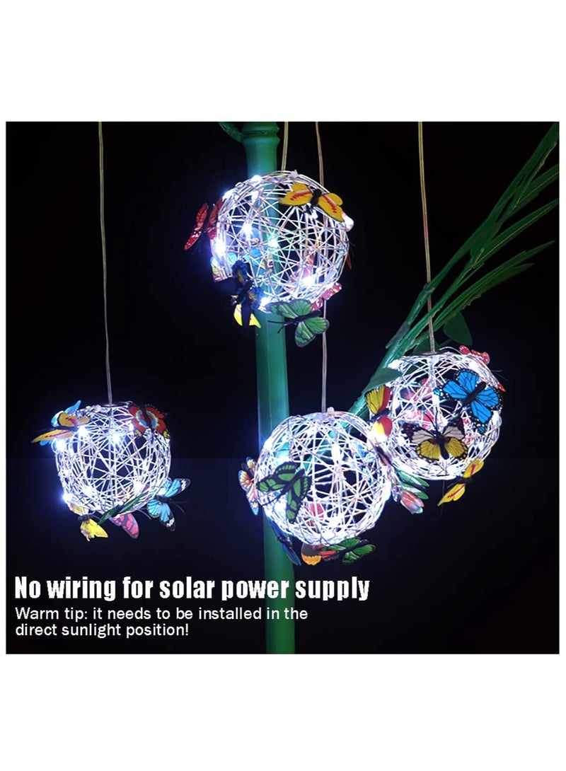 Solar Garden Light, Decoration Hanging Butterfly Ball, Solar Lights Outdoor Garden Ornament, Metal Aluminum Waterproof Solar Powered Lanterns, for Yard Garden Pathway Balcony Patio Yard