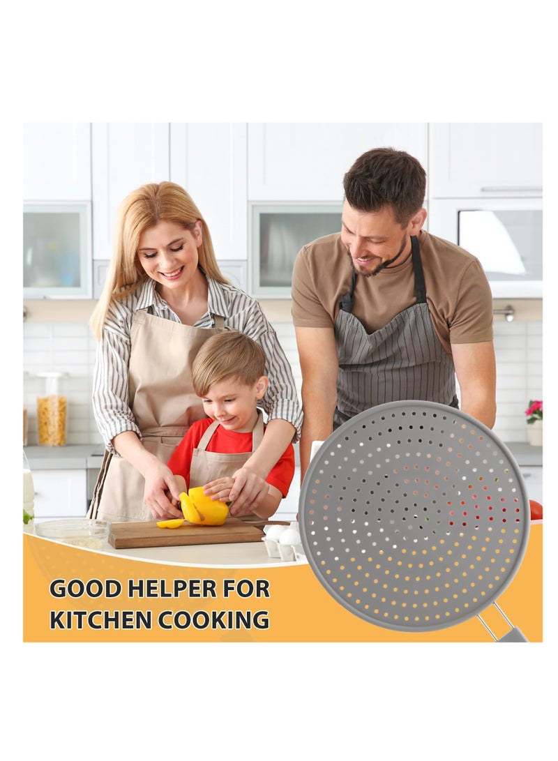 11 Inch Silicone Frying Pan Splash Guard Heat Resistant Oil Splatter Screen for Safe Cooking Gray