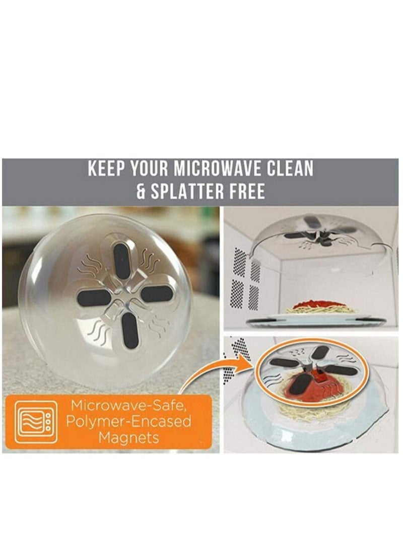 Microwave Plate Cover with Weak Magnetic, New Microwave Lid Prevent Splatter Cover, 11.8 Inches, BPA Free Plate Serving Cover with Steam Vent (1 Pack)