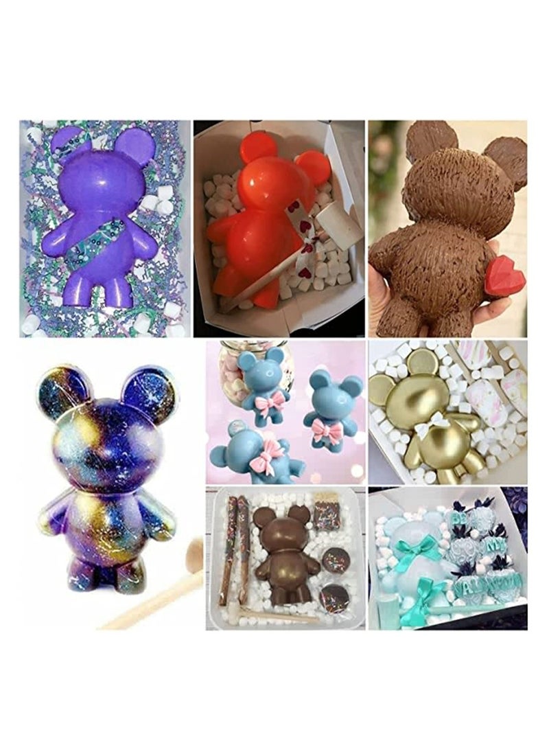 Bear Chocolate Silicone Mould, 2 Pcs Large 3D Breakable Chocolate Bear Mould with 1 Pcs Hammer for DIY Smashable Bears, Mousse Cake, Dessert Baking, Jello, Big Gummy, Birthday Candy Making