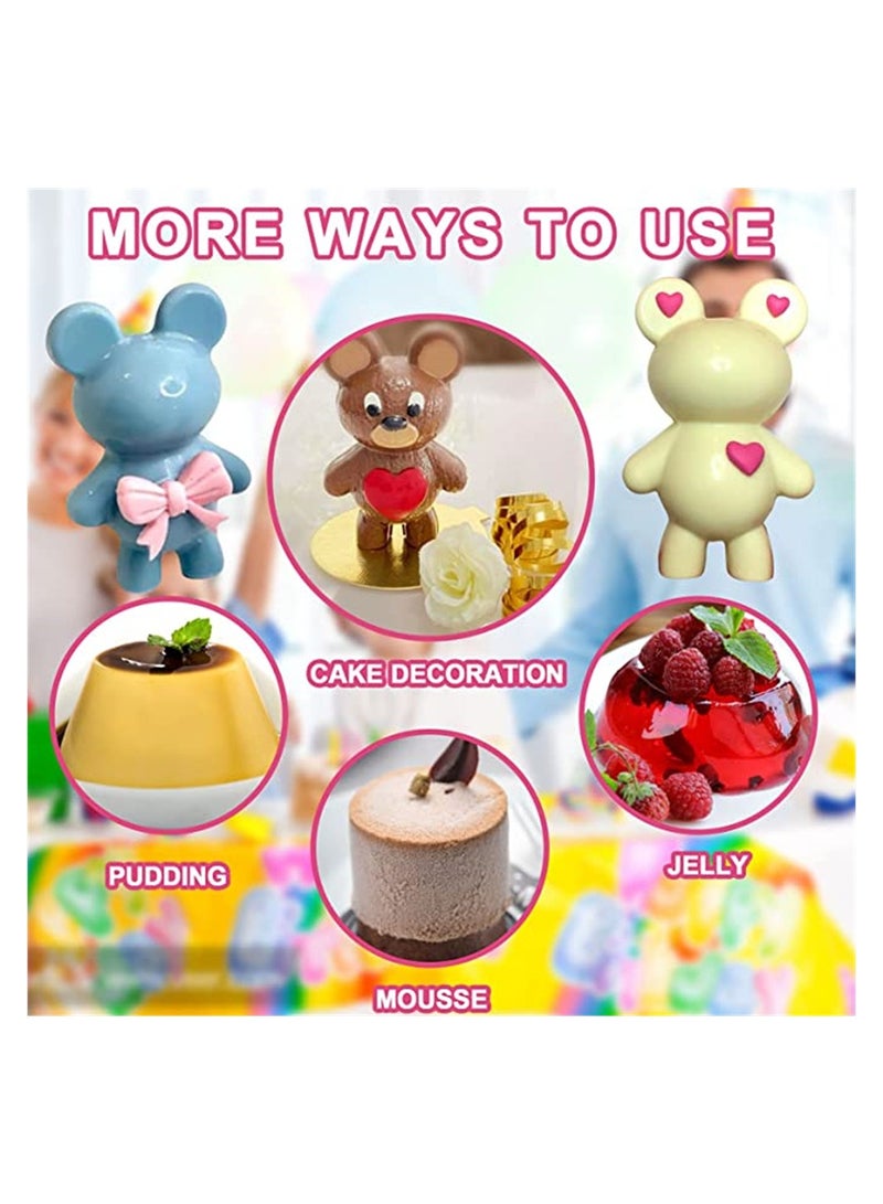 Bear Chocolate Silicone Mould, 2 Pcs Large 3D Breakable Chocolate Bear Mould with 1 Pcs Hammer for DIY Smashable Bears, Mousse Cake, Dessert Baking, Jello, Big Gummy, Birthday Candy Making