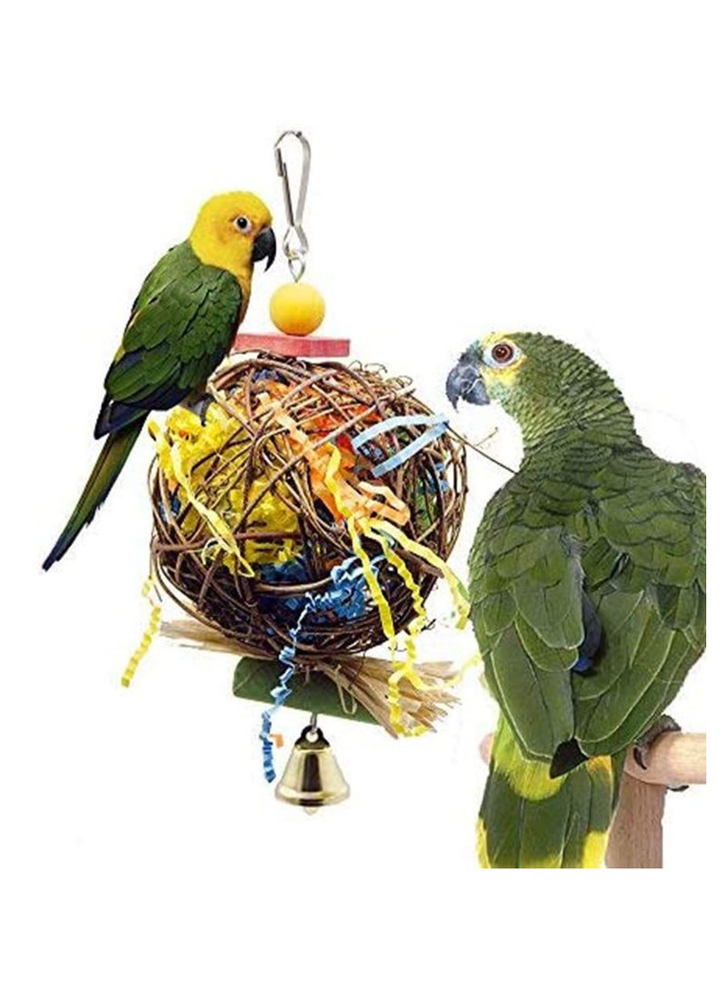 2 Pack Bird Chewing Toys Foraging Shredder Toy Parrot Cage Hanging Toy for Cockatiel Conure African Grey
