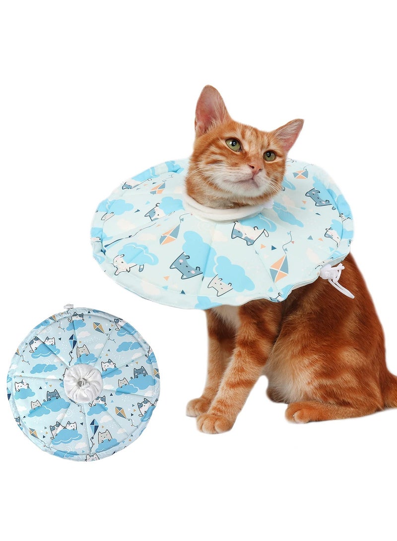 SYOSI Cat Recovery Collar Soft Cat Cone Cat Protective Collar Adjustable Cone Collar Recovery Cone for Cats After Surgery Elizabeth Collar for Kitten Puppy (Blue)