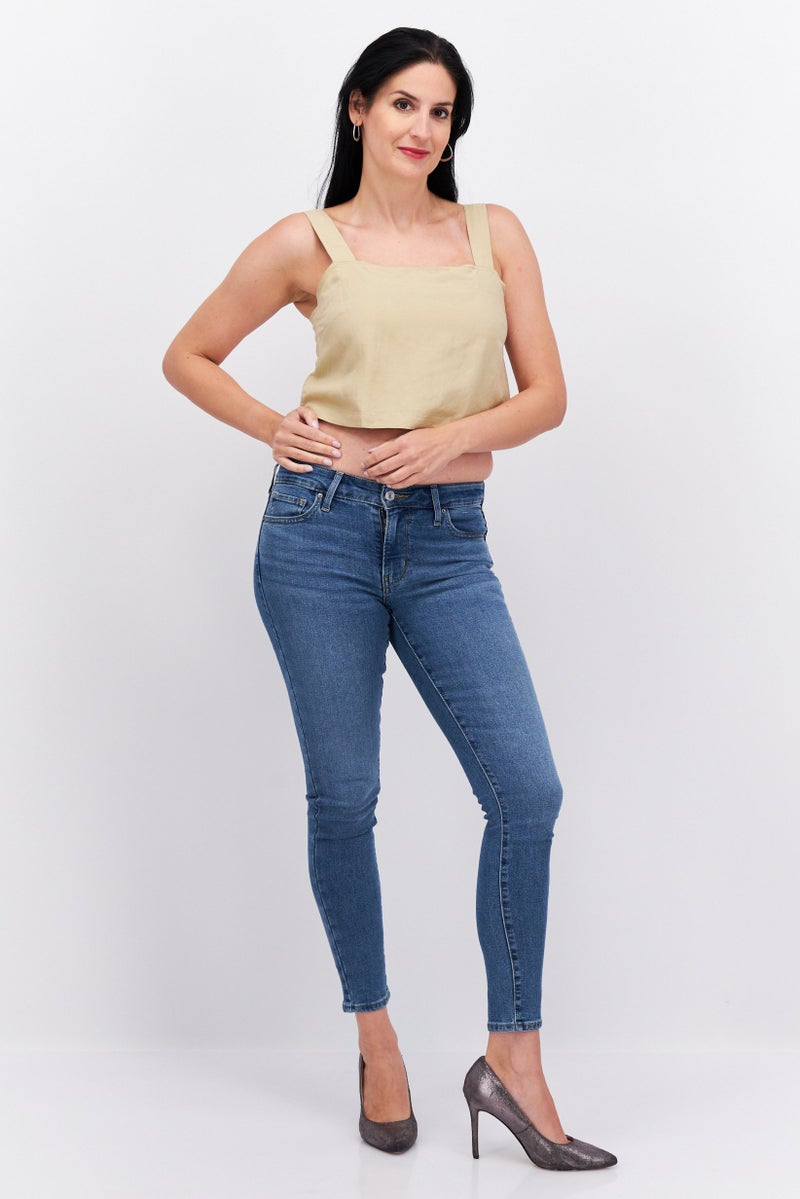 Women Square Neck Sleeveless Plain Top, Tan