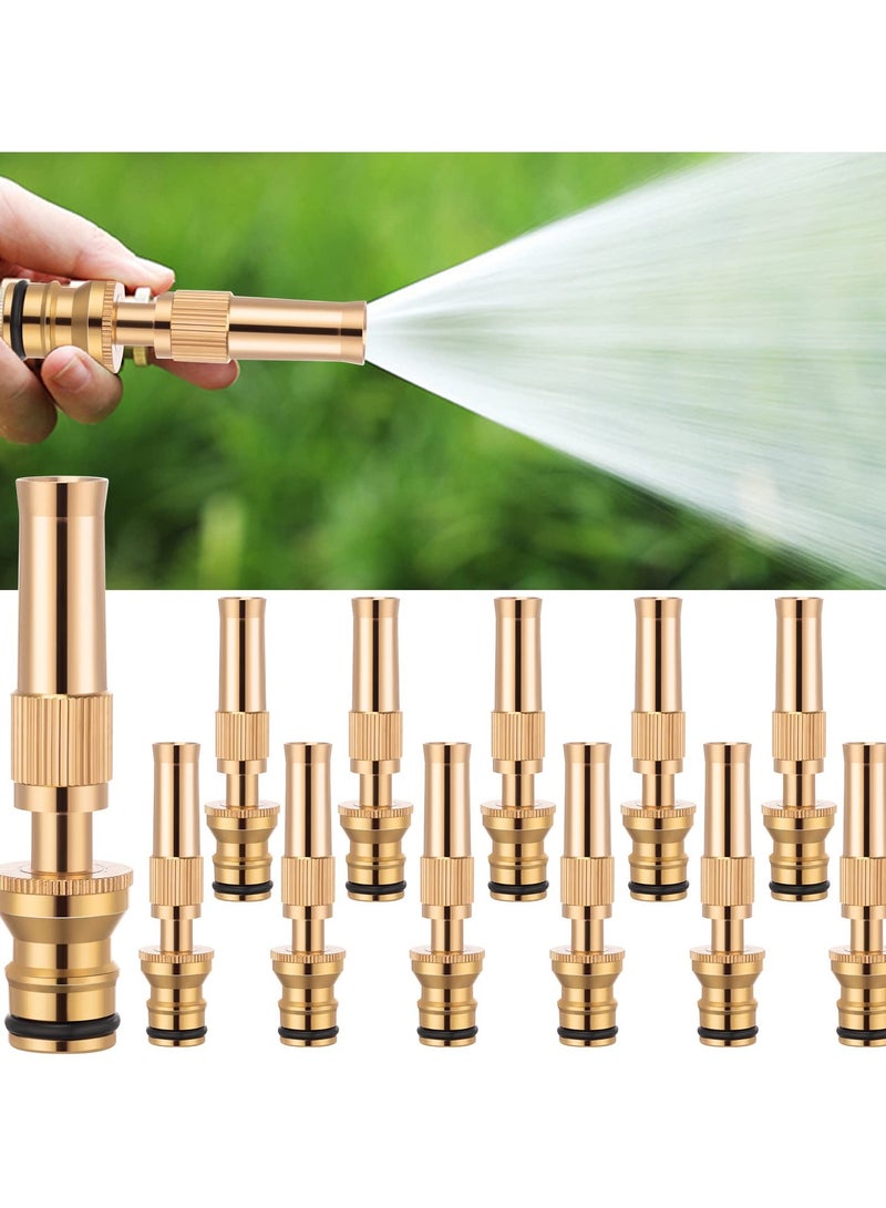 SYOSI 12 Pcs Brass Hose Nozzles, High Pressure Garden Hose Nozzle Heavy Duty Brass Sprayer, Adjustable Twist Hose Nozzle Fits Standard Hose for Lawn, Garden, Patio, Car Wash