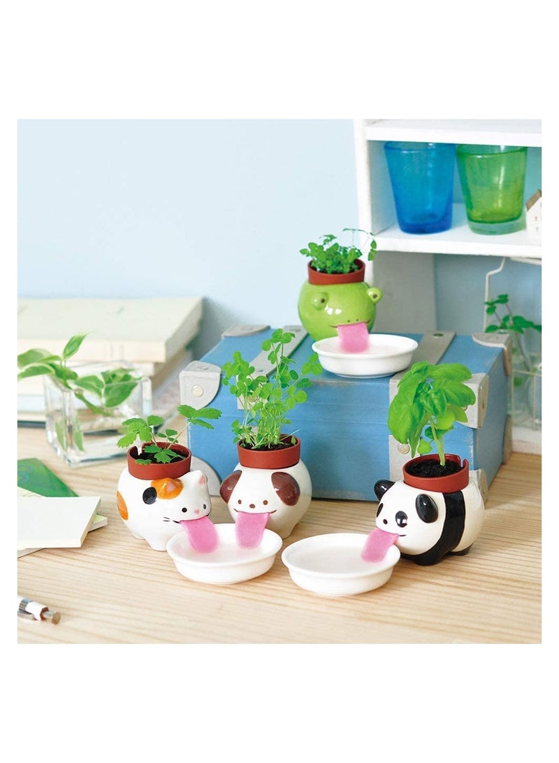 3 Pieces Watering Animal Planter Self Watering Planter Drinking Animal Tongue C ute Style Ceramic Mini Backpack Plant Pot