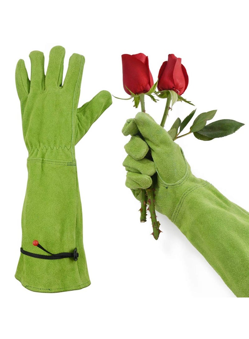 Gardening Gloves for Women/Men Rose Pruning Thorn-Proof Gloves with Adjustable Cuff and Durable Goatskin Leather Comfy Breathable Long Sleeve Work Garden Gauntlet Gloves for Yard Work