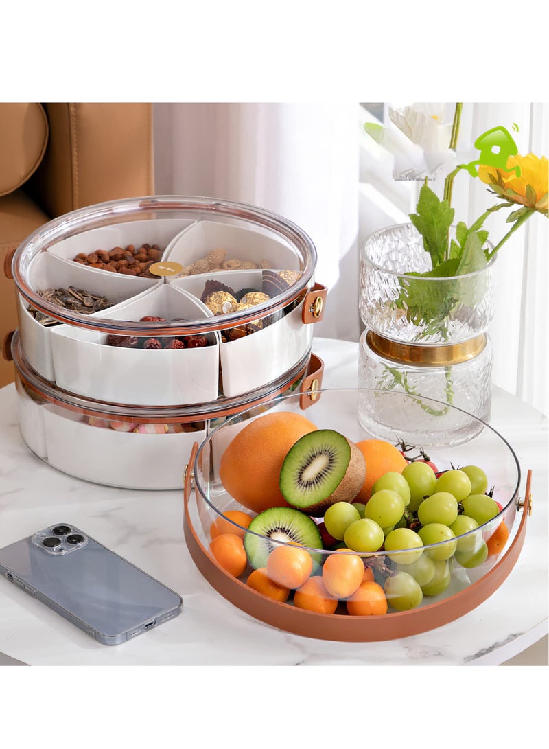 Versatile Serving Tray with Lid Handle Removable Divided Platter for Snacks Fruits Nuts Ideal for Parties Picnics Entertaining