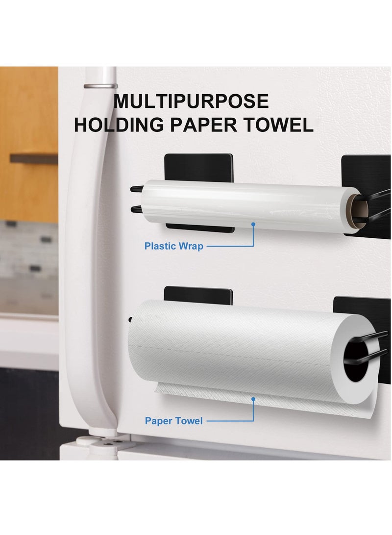 Strong Magnetic Paper Towel Holder Refrigerator Upgraded Version Magnet Rv Paper Towel Holder Wall Mount For Fridge And Grill Pegboard Hanging Paper Towel Holder Premium Black Stainless Steel