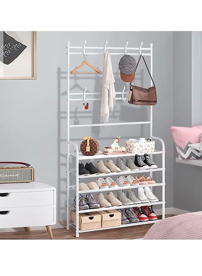 5-layer shoe rack and coat rack, bedroom dormitory, white