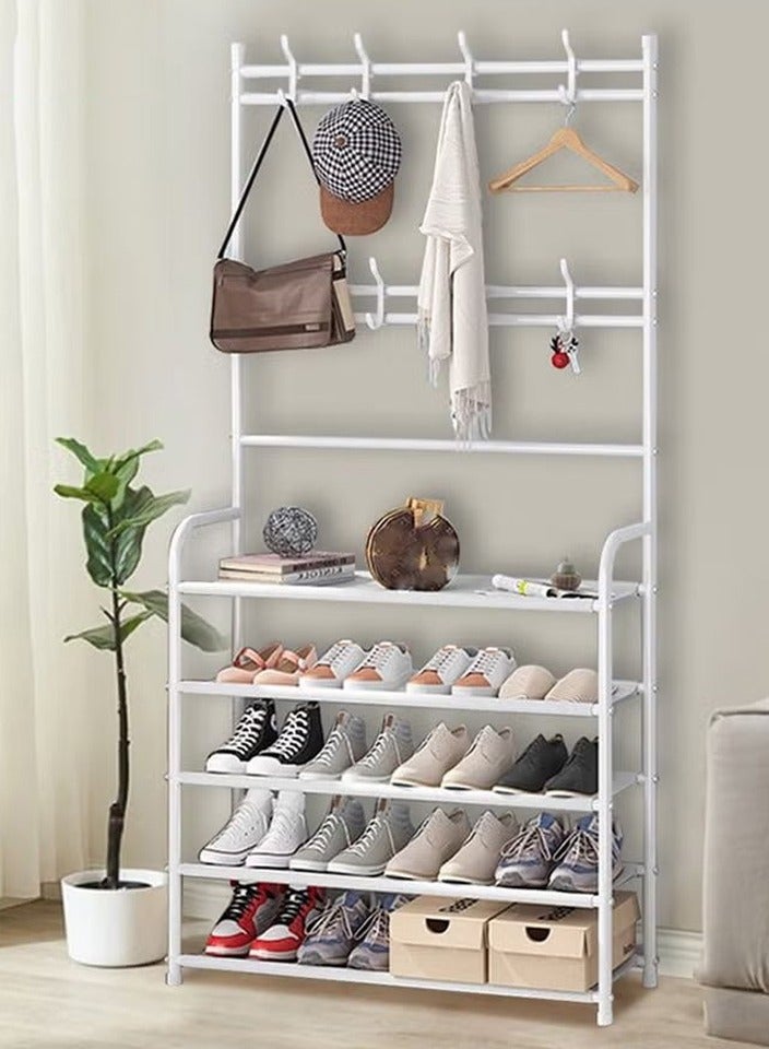 5-layer shoe rack and coat rack, bedroom dormitory, white