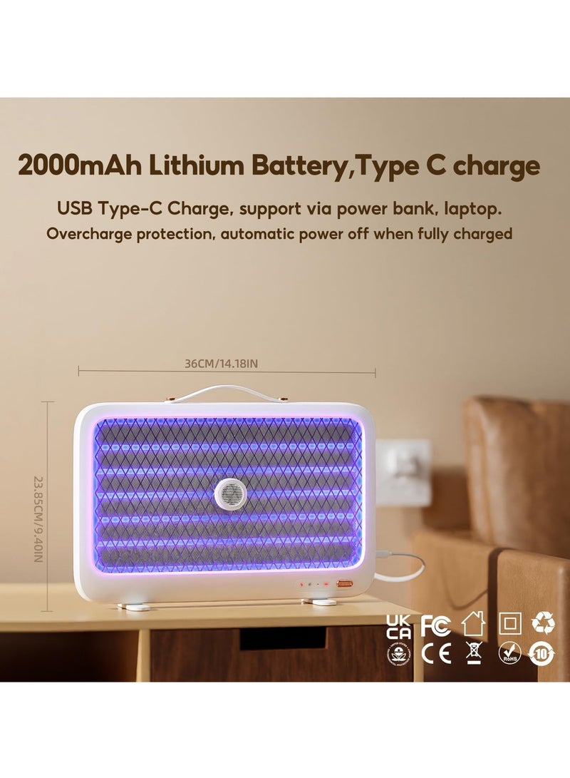 Bug Zapper with Light Sensor Indoor Mosquito Zapper with LED UV Light Rechargeable Mosquito Killer Lamp with Bait for Camping Patio Home Office