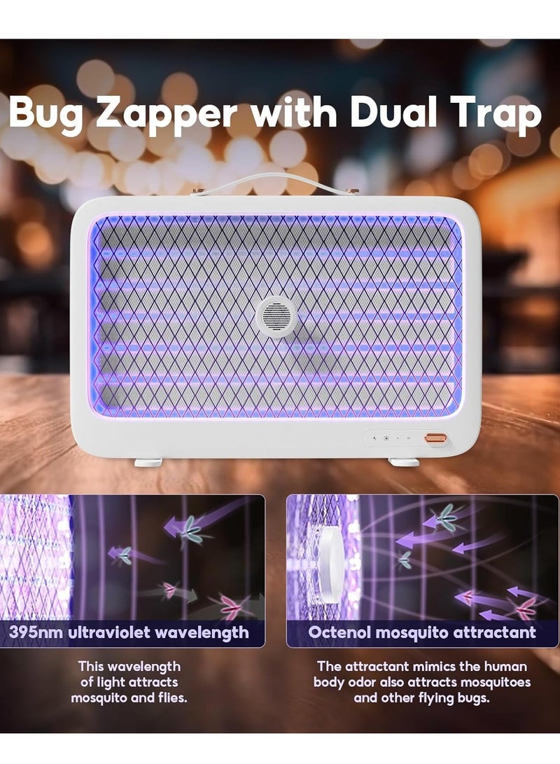 Bug Zapper with Light Sensor Indoor Mosquito Zapper with LED UV Light Rechargeable Mosquito Killer Lamp with Bait for Camping Patio Home Office