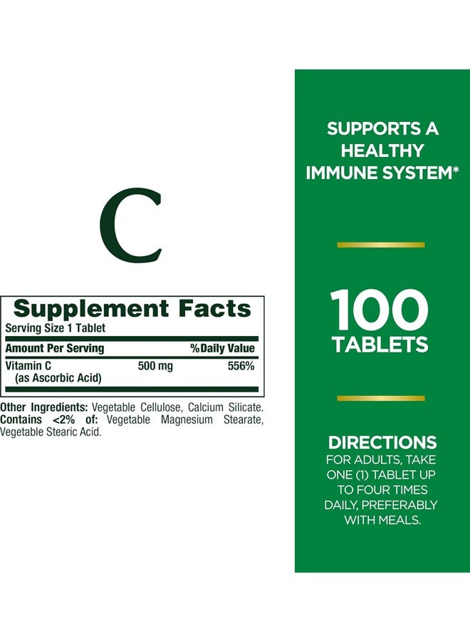 Vitamin C 500mg - Supports Immune Health - 100 Tablets