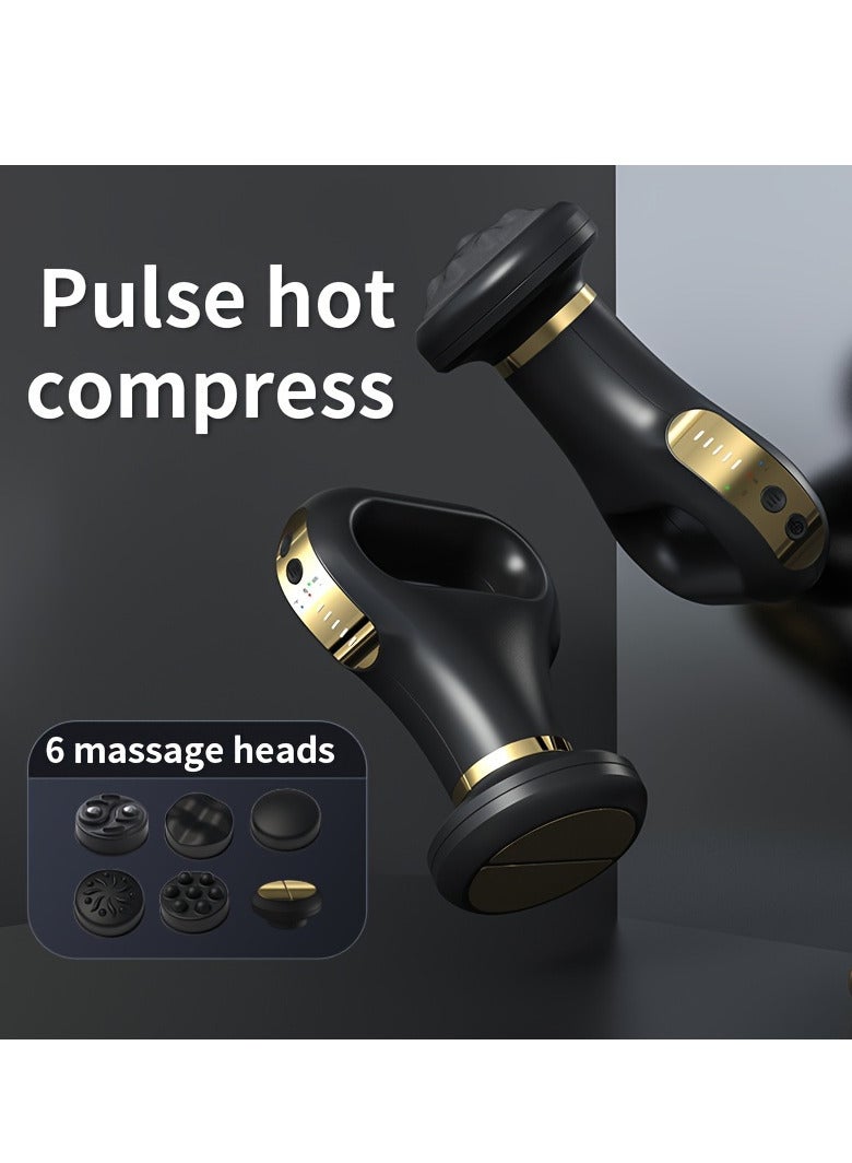 High Quality Pulse Hot Compress Mini Body Massager Portable Handhold 5 Heads Body Beauty Massage For Muscle Relaxation