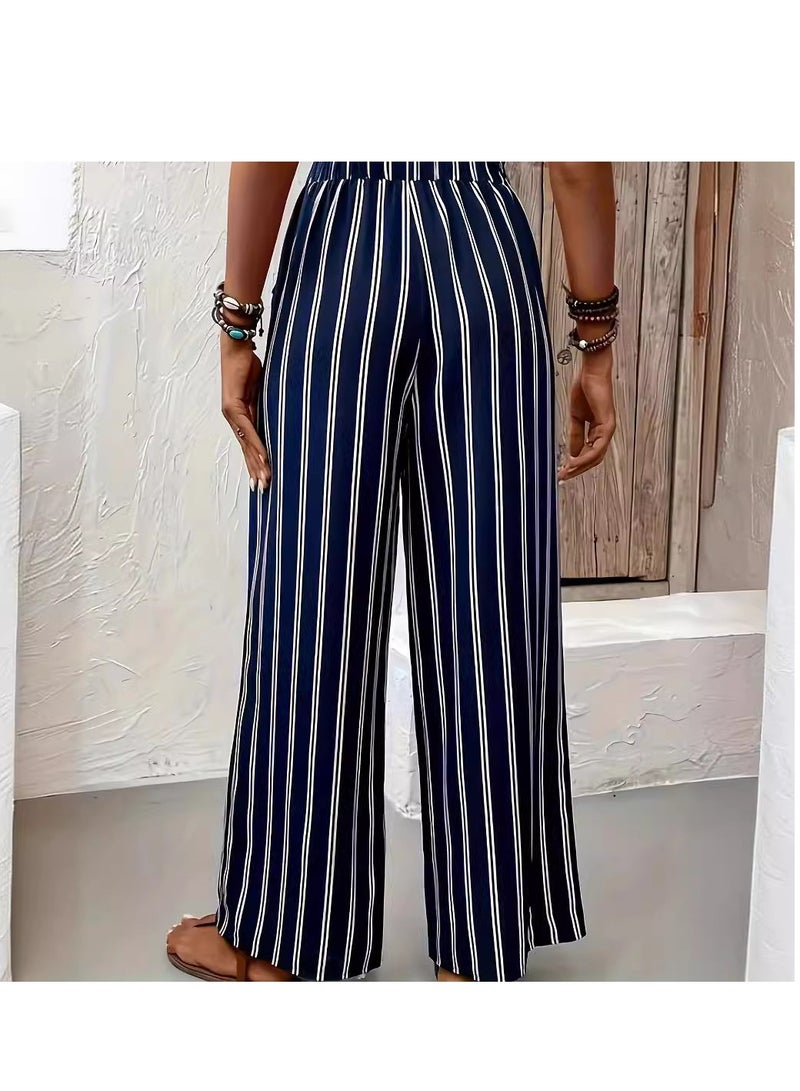 High-waisted straight leg slacks