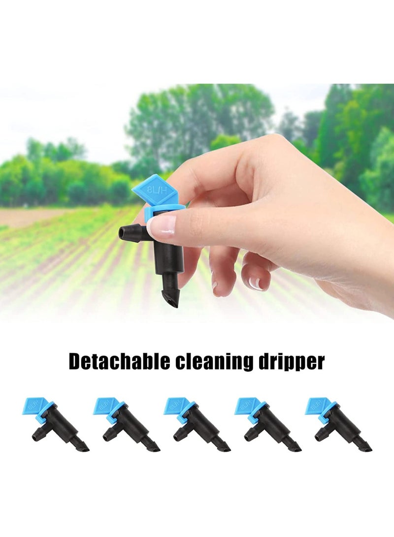 100 Pcs 2 GPH Drip Irrigation Emitters 8L/H Inline Water Drippers for Trees Shrubs Connects to 4mm/7mm Hose Perfect for Garden Irrigation