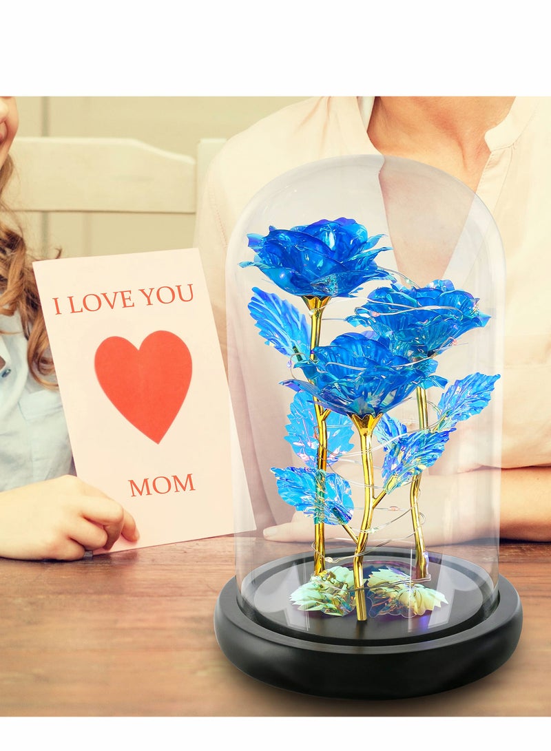 Rose Gifts for Women 3 Blue Colorful Artificial Flower Her Women Birthday Gift Mom Light Up Rose Her s Anniversary
